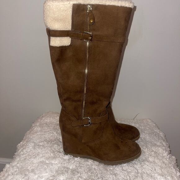 Unisa Brown Wedge Boots - Picture 3 of 10